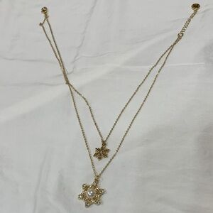 Gold Layered Necklace with Star & Snowflake Pendants